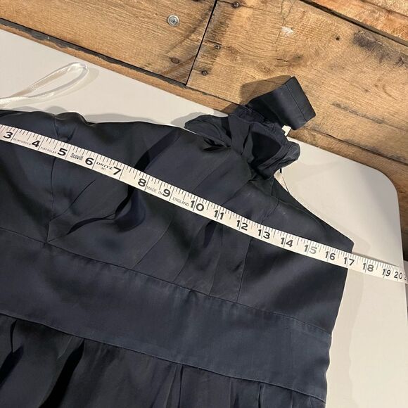 Pasametes silk navy blue one shoulder dress - 8 - Picture 6 of 9